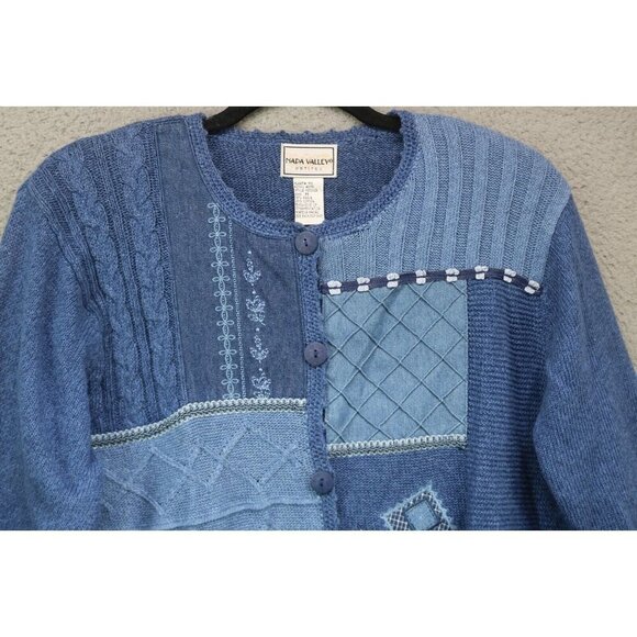 Napa Valley Petites Vintage Button Down Embroidered Sweater-Medium-Cottagecore - Picture 2 of 7